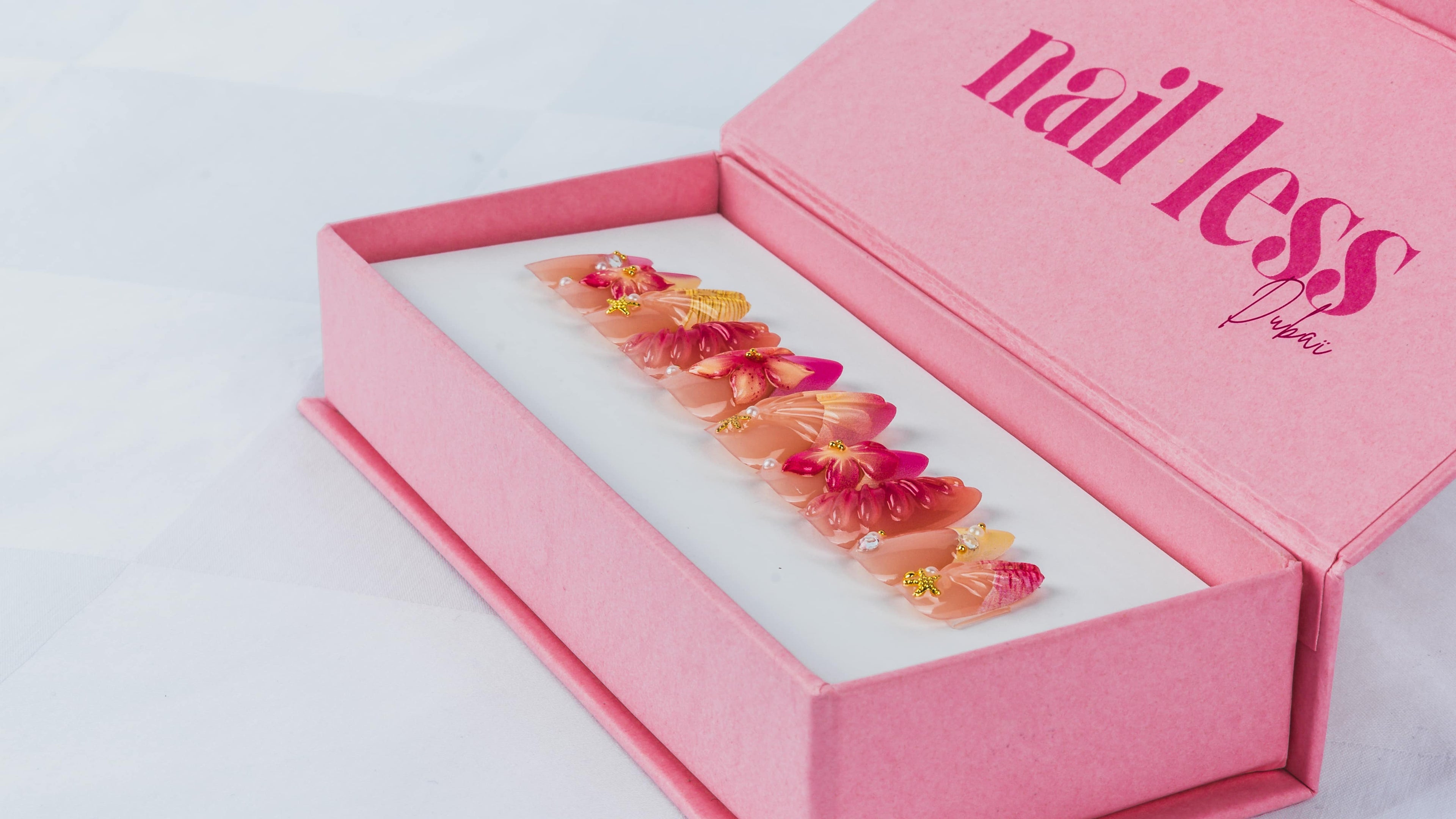 Luxury 3D Press-On Nails Pink Sunset