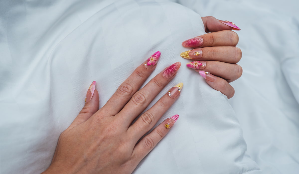 Luxury 3D Press-On Nails Pink Sunset