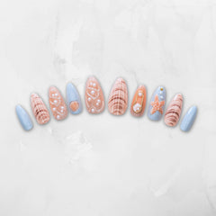 Luxury 3D Press-On Nails Ocean Shell Goddess